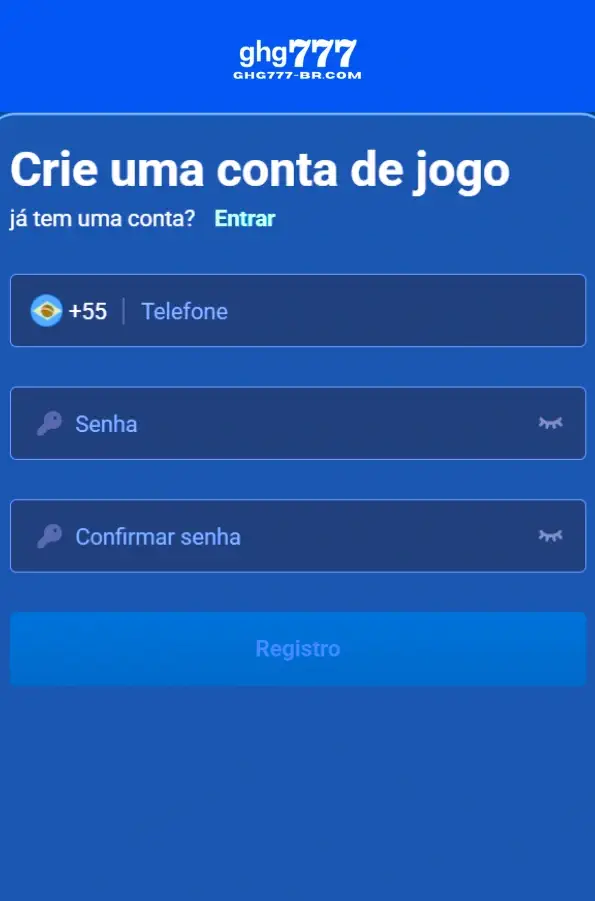 Cadastro rápido no GHG777